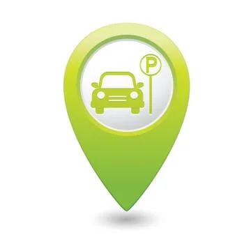 Car parking place icon on pointer Stock Illustration