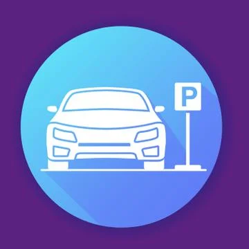 Car parking sign icon. Flat vector illustration.Vehicle side view. Stock Illustration