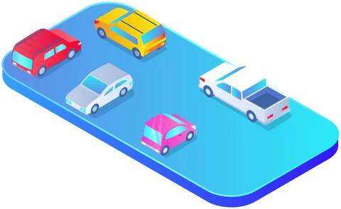 Car parking standing on empty or full parking lot area. Travel park place on Ilustración de archivo