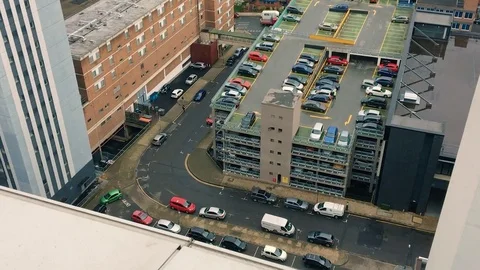 Car Parks and Tower Blocks in Birmingham - Panning Shot 動画素材 79074260