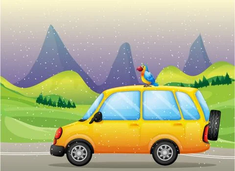 A car with a parrot Stock Illustration