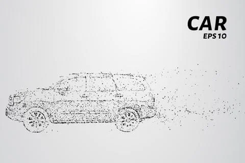 Car from the particles. The car breaks down into molecules. The car consists  Stock Illustration