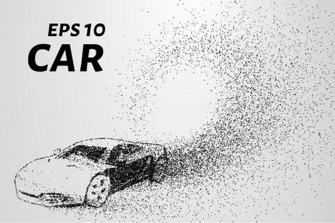 Car from the particles. The car consists of circles and points. Vector illu.. Stock Illustration