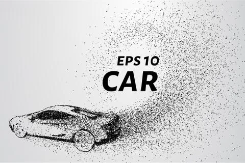 Car from the particles. Car consists of small circles and dots. Vector illu.. Stock Illustration