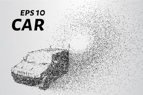 Car from the particles. Car consists of small circles and dots. Vector illu.. Stock Illustration