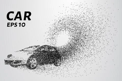 Car from the particles. Out of the car the wind tears off little pieces. Stock Illustration
