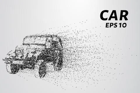 Car from the particles. The SUV consists of circles and points. Stock Illustration