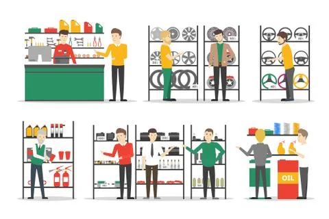 Car parts store. Stock Illustration