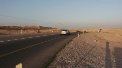 Car pass the desert Stock Footage 21222101
