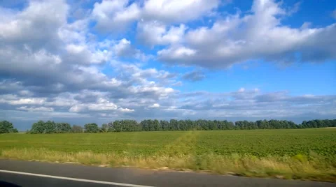 From the car passenger side POV view picturesque landscape Stock Footage 68019262
