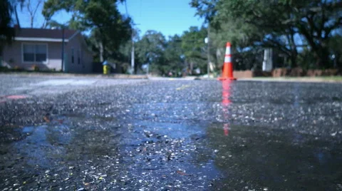 Car Passes Cone Soft Stock Footage 602131