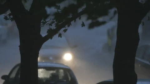 Car  passes in the rain Video stock 62759435