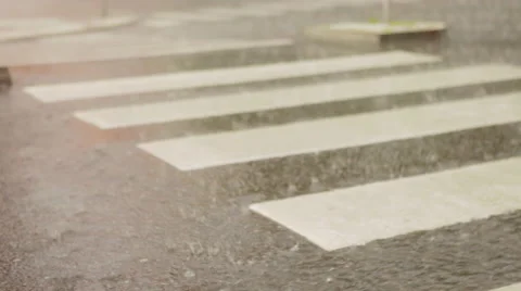 Car passes through in the rain Stock Footage 41450594