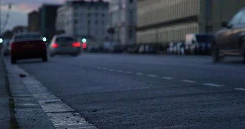 Car passing, Brighton, UK, tracking shot Stock Footage 99396958