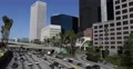 Car Passing Harbor US Freeway Los Angeles LA Downtown Skyline Financial District 4k or 4k+ Resolution
