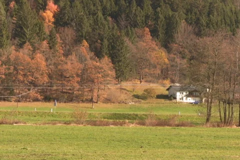 Car passing house Stock Footage 1050598