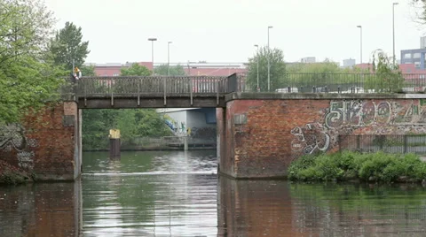 Car passing over the bridge Stock Footage 38058644
