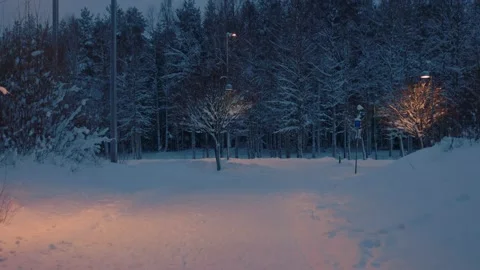 Car Passing By Snowy Stockbeeldmateriaal 169790364