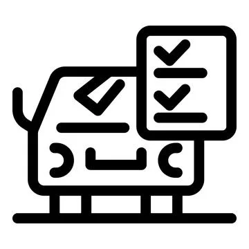 Car passing technical inspection with checkmarks on checklist Stock Illustration