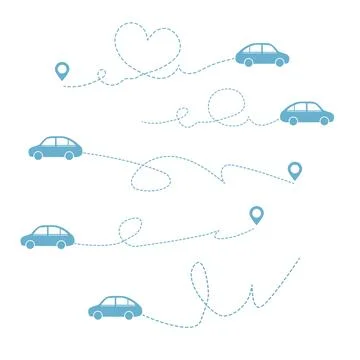 Car with path set Stock Illustration