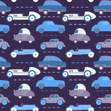 Car pattern flat illustration seamless design Stock Illustration
