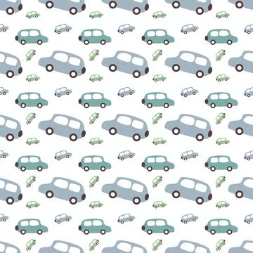 Car pattern seamless vector design element, kids and baby vintage colorful .. Illustrazione stock