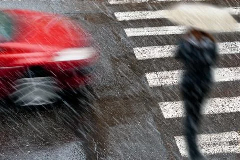 Car with pedestrian Stock Photos