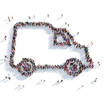 Car people 3D rendering Stock Illustration