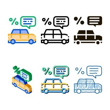 Car percent quote icon vector stylized outline Stock Illustration