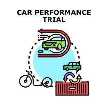 Car performance trial process icon concept Stock Illustration