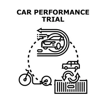 Car performance trial process icon concept Stock Illustration