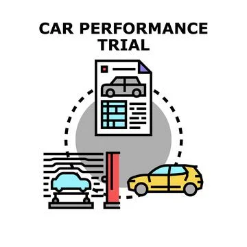 Car performance trial process for vehicle diagnostics Ilustração Stock