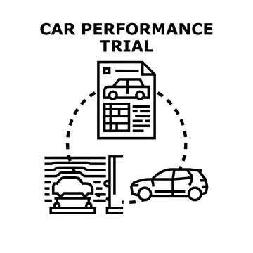 Car performance trial process for vehicle diagnostics Ilustração Stock