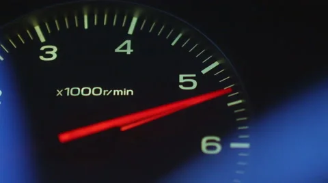 The car picks up speed, tachometer Stock Footage 63763511