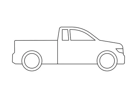 Car pickup transport model coloring line icon. Own passenger transport Stock Illustration