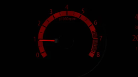 The car pics up speed, the load on the engine, tachometer Stock Footage 86212204