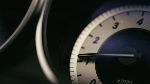 The car pics up speed, the load on the engine, tachometer during the ride Stock Footage 107141982