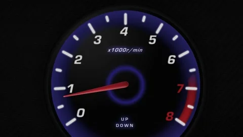 The Car Pics Up Speed, The Load On The Engine, Tachometer Stock Footage