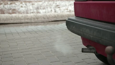 Car pipe, which comes out strongly exhaust gases. Winter, car is very dirty 動画素材 153323822