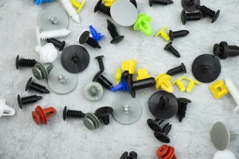 Car plastic clips kit Stock Photos