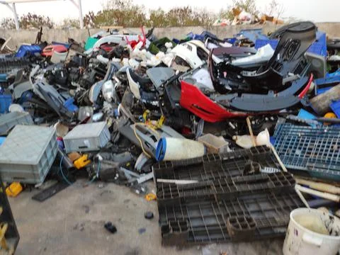 Car plastic headlight Door scrap Stock Photos