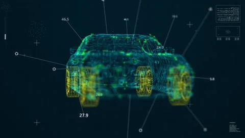 Car plexus animation. Automotive rendering visualization Stock Footage 200452237