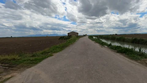 Car point of view, straight road in countryside Video stock 153262927