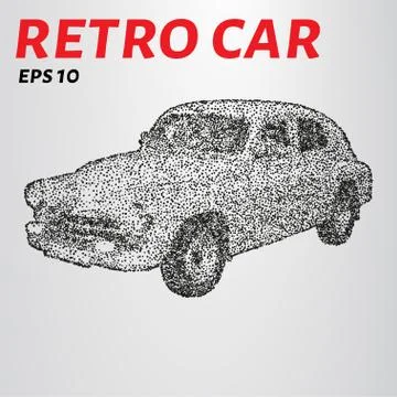 Car from points. Vector drawing of a car consists of circles. Stock Illustration