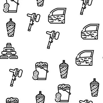 Car Polishing Tool Vector Seamless Pattern Stock Illustration