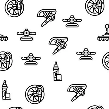 Car Polishing Tool Vector Seamless Pattern 스톡 일러스트
