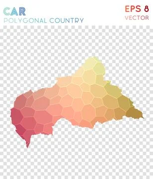 CAR polygonal map, mosaic style country. Curious low poly style, modern des.. 스톡 일러스트