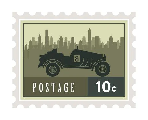 Car postage stamp Stock Illustration