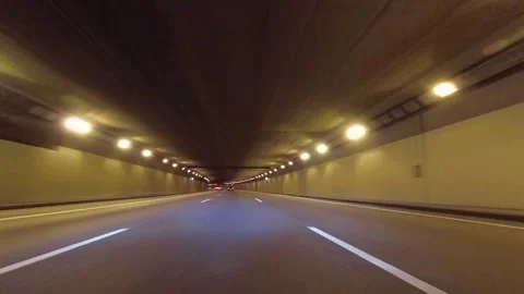 Car POV on the road while driving on the tunnel. Stock Footage 165901539