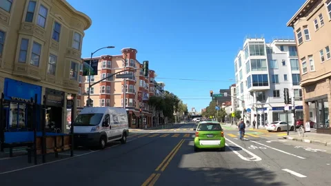 Car POV traveling the vertically oriented streets of downtown San Francisco CA Stock Footage 241914971